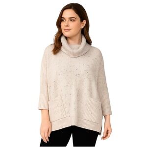 LOFT oatmeal color cowl neck sweater women’s medium